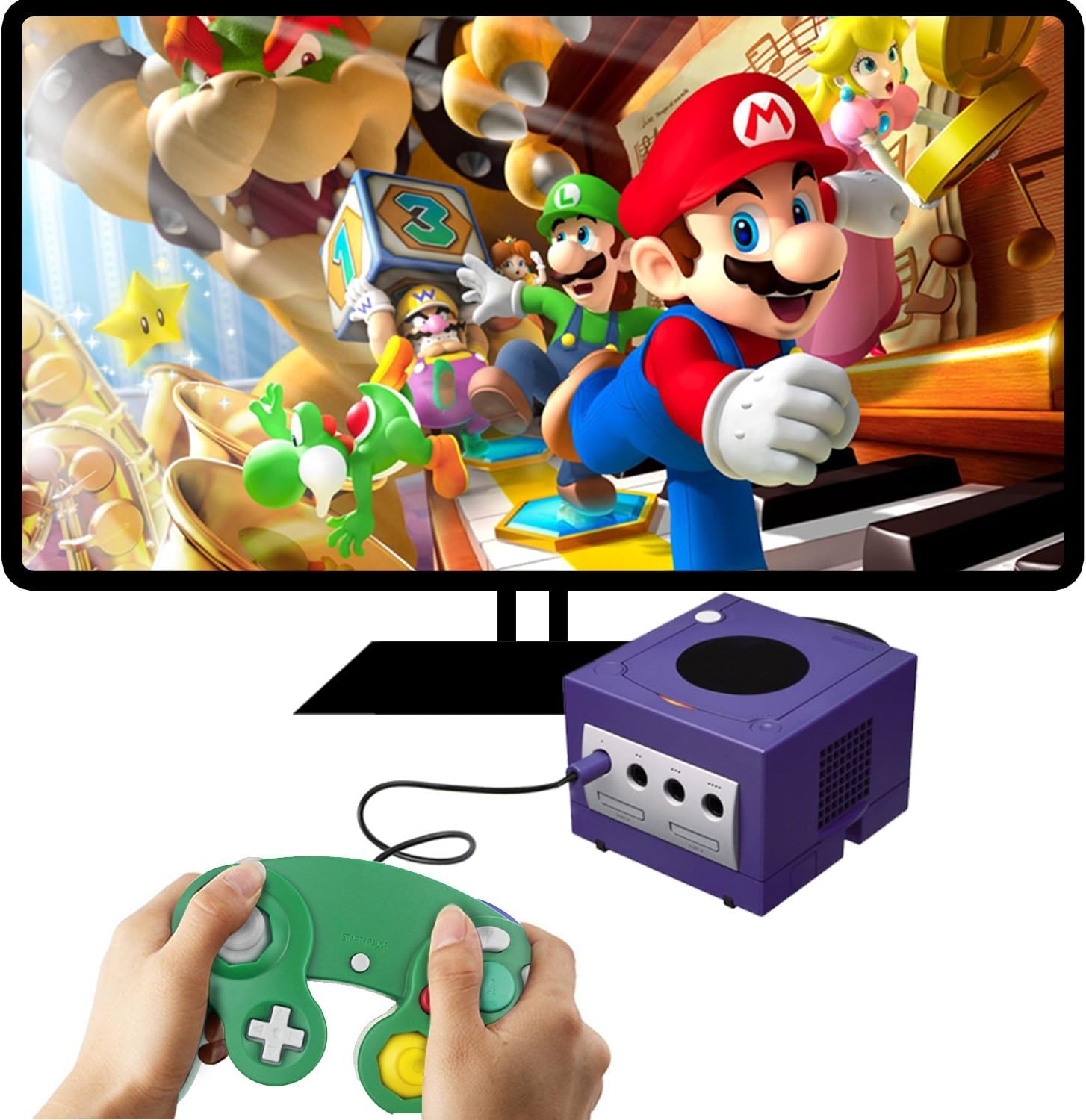 Poulep 2 Packs Classic Wired Gamepad Controllers for Wii Game Cube Gamecube Console (Black and Green): Electronics