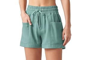 Willit Women's Linen Shorts Casual Summer Shorts High Waisted Comfy Pull On with Pockets 4"