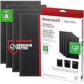 Honeywell HRF-A100 Air Purifier Pre Kit Filter, 4 Count (Pack of 1) - Allergen Air Filter Targets Dust, VOC, Pet, Kitchen, and Wildfire/Smoke Odors