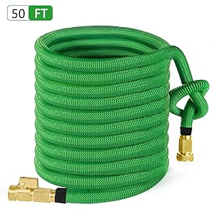 MoonLa 50ft Garden Hose, All New Expandable Water Hose with 3/4" Solid Brass Fittings, Extra Strength Fabric - Flexible Expanding Hose with Free Storage Bag