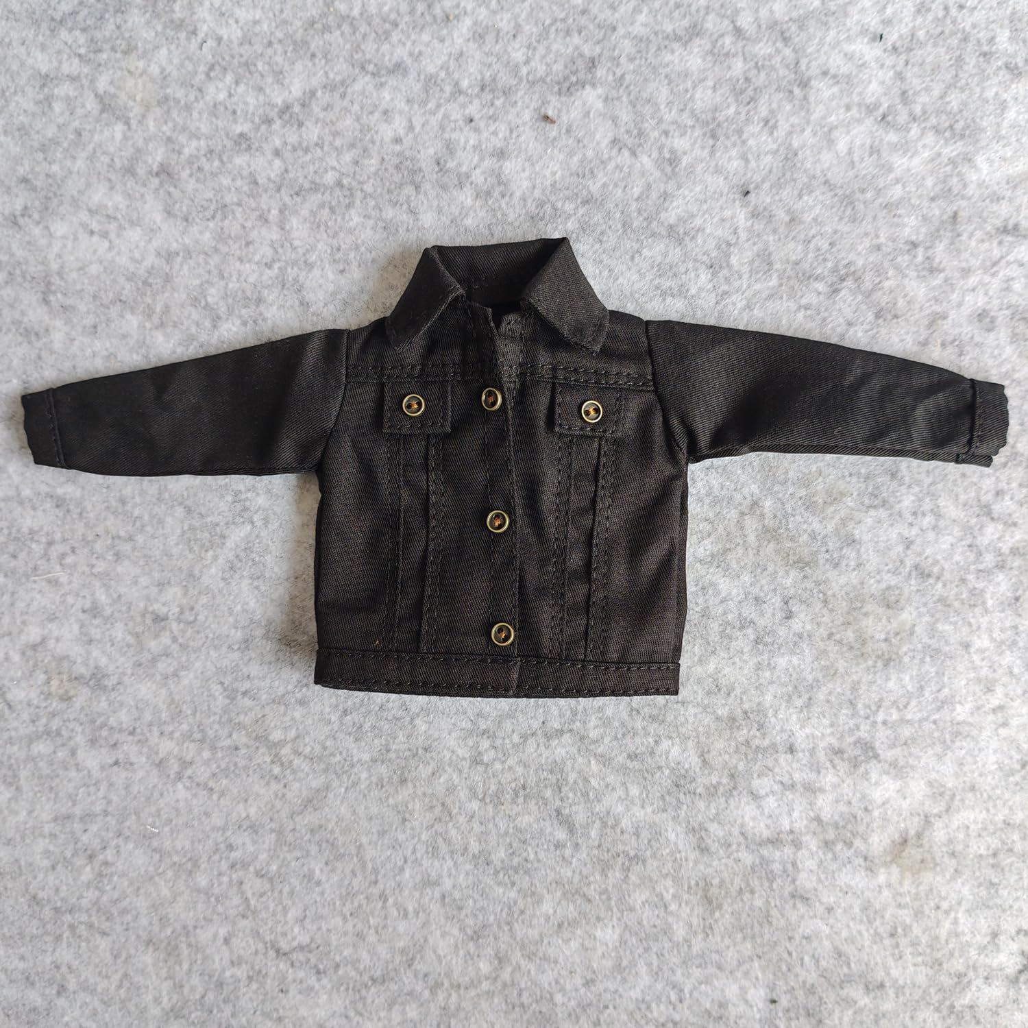 Photo 1 of 1:6 Scale Jeans Coat Jacket for 12" TBLeague Phicen Male Female Toy Action Figure Doll Clothes (Black)