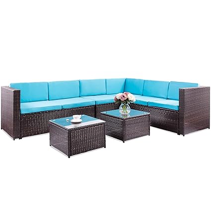 Flieks 5 Piece Outdoor Furniture Sectional Sofa Sets All Weather