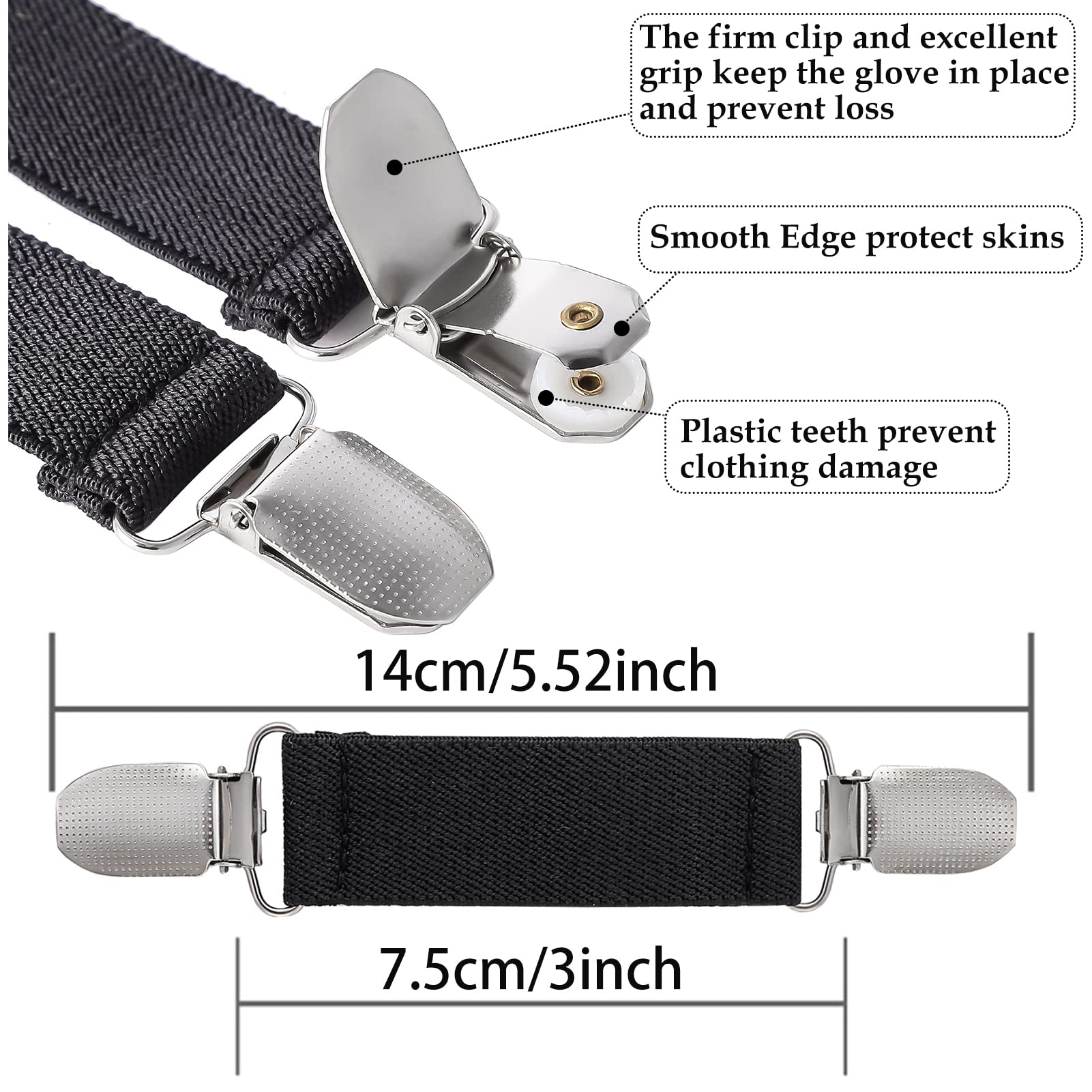 Winter Mitten Clips Elastic Stainless Steel Gloves Clips for Toddler Kids Adults Dress Cinch Sweater Cardigan Shawl Clip