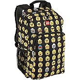 LEGO Iconic Prints Kids School Backpack Bookbag, for Travel, On-the-Go, Back to School, Boys and Girls, with Adjustable Padded Straps and Fun patterns, Minifigure