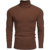 COOFANDY Men's Ribbed Turtleneck Sweater Casual Basic Long Sleeve Knitted Pullover Sweater