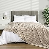 PAVILIA Cozy Fleece Bed Blanket King | Fuzzy, Super Soft, Plush, Luxury Flannel Throw | Warm Ribbed Microfiber Blanket for Sofa Couch (Taupe Tan, 90x108 inches), 90 x 108 Inches - King