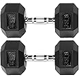 Fitvids Rubber Encased Hex Dumbbell, Multiple Sizes