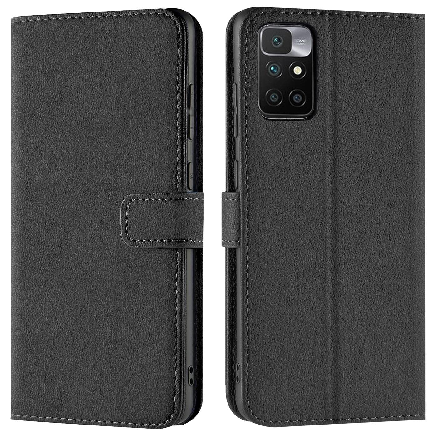 Verco Wallet Case for Xiaomi Redmi 10 Book Cover with Magnetic Closure compatible with Redmi 10 (2022) Flip Case with Card Slots Faux Leather - Black