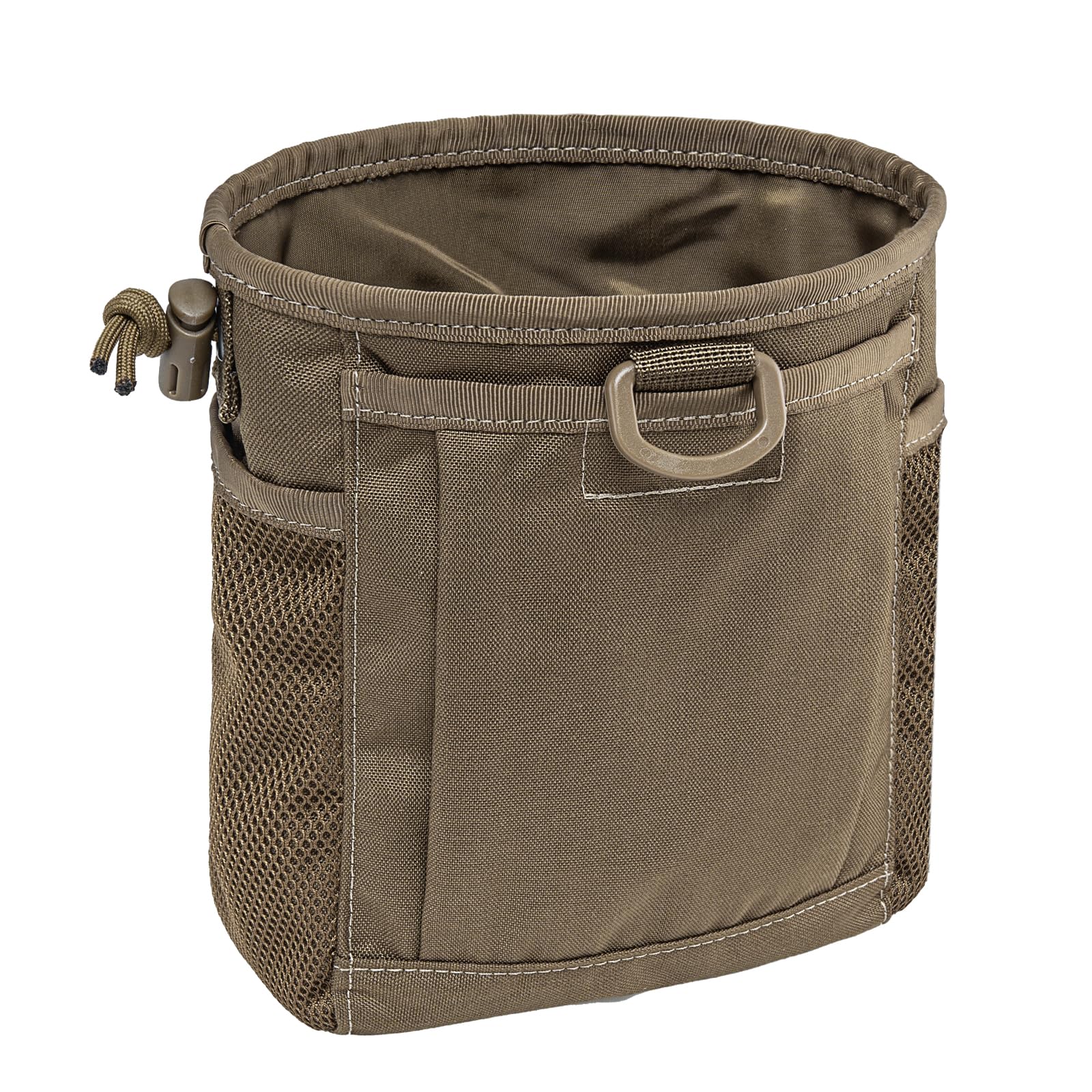 TSPRO Tactical Dump Pouch Molle Belt Pouch Durable Drawstring Bag for Hiking and Camping (Khaki)