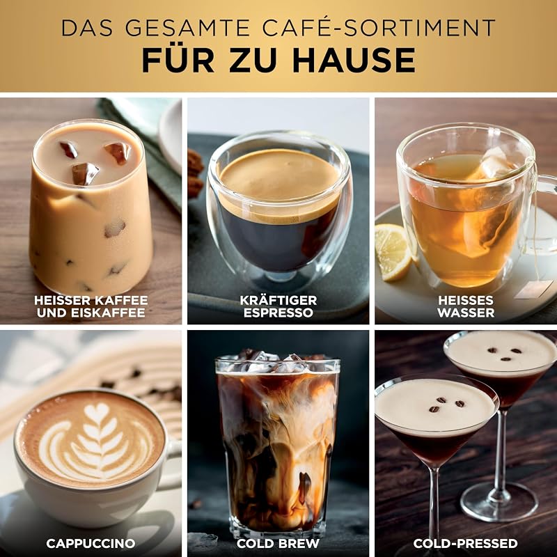 Luxe Café Pro 3-in-1- Kaffeemaschine mit integriertem Tamper, Silber