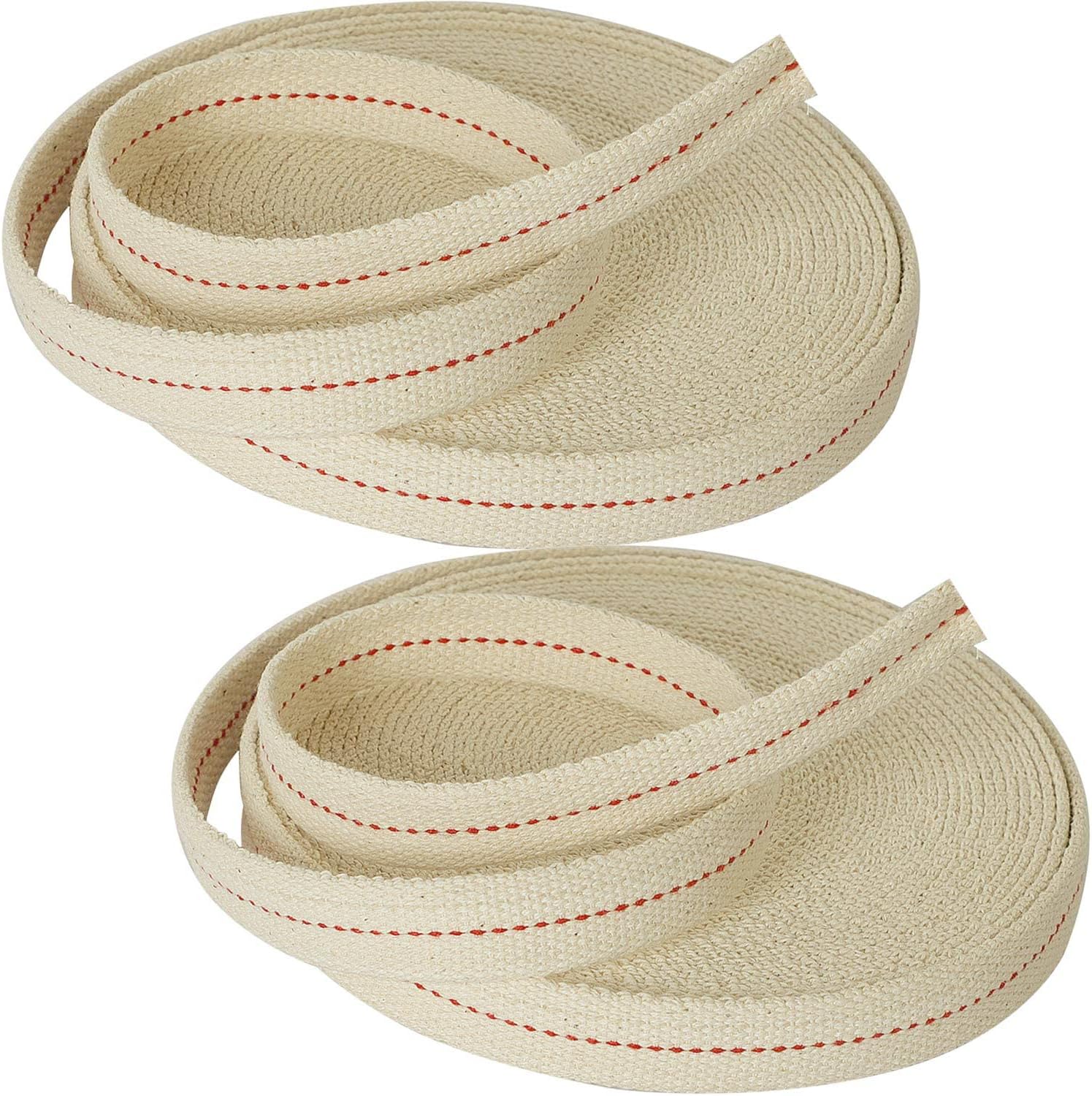 Oil Lamps & Accessories - ZOENHOU 2 Roll 3/4 Inch 66 Feet Oil Wicks, Oil Lamp Wick with Red Stitch Replacement Oil Lanterns Wick for Kerosene Burner Lighting or Paraffin Oil Based Lanterns