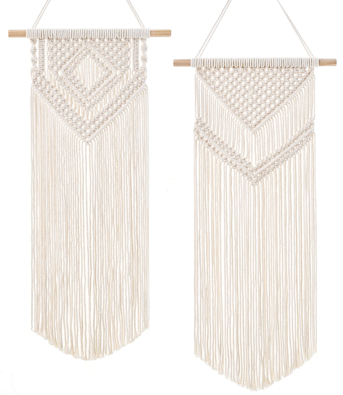 Dahey 2 Pcs Macrame Wall Hanging Woven Tapestry Wall Art Decor - Beautiful for Boho Home Decor, Apartment, Nursery, Party Decorations, 26" L×13" W, Medium