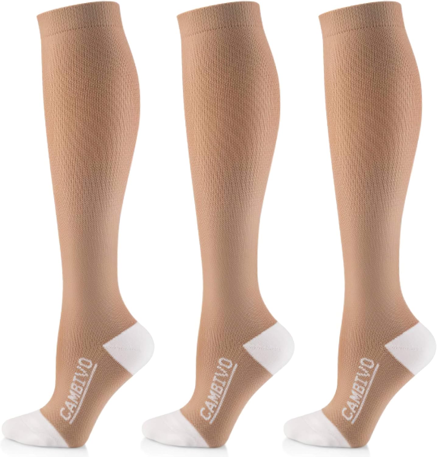 CAMBIVO Compression Socks 3 Pairs for Women and Men, 20-30mmHg Thick High Stockings for Sports, Running, Circulation,Travel: Clothing