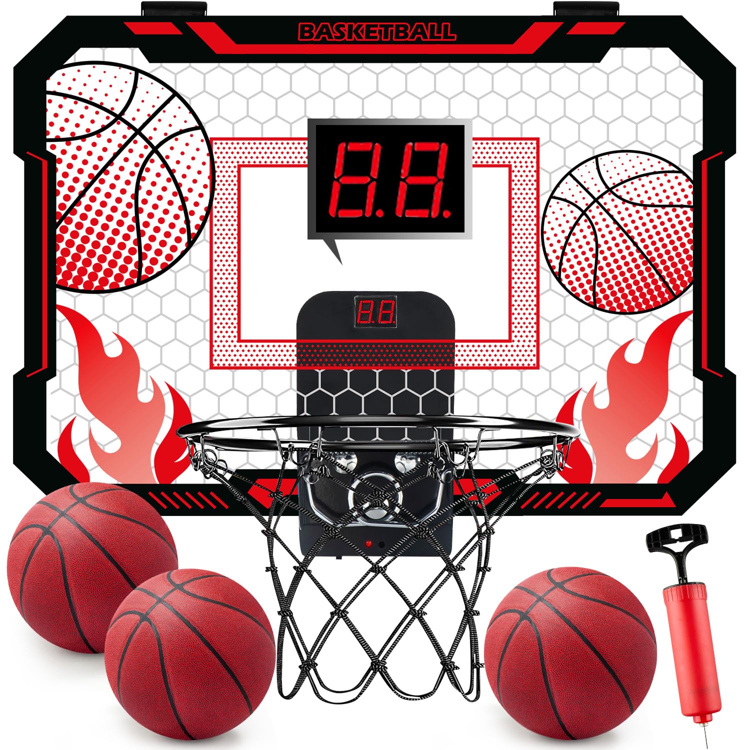 VROGTIK Indoor Basketball Hoop for Kids with Scoreboard, Over-the-Door Mount - Gifts for 4-12 Year Old Boys & Girls