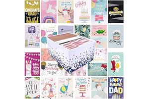 BARGAIN PARADISE 100 All Occasion Greeting Cards- 100 Eye Catching Designs with Organizer Box- Friendship /Anniversary Cards, BFF Cards, Thanks Cards, Wedding Cards & More- 4 x 6 with 100 Envelopes