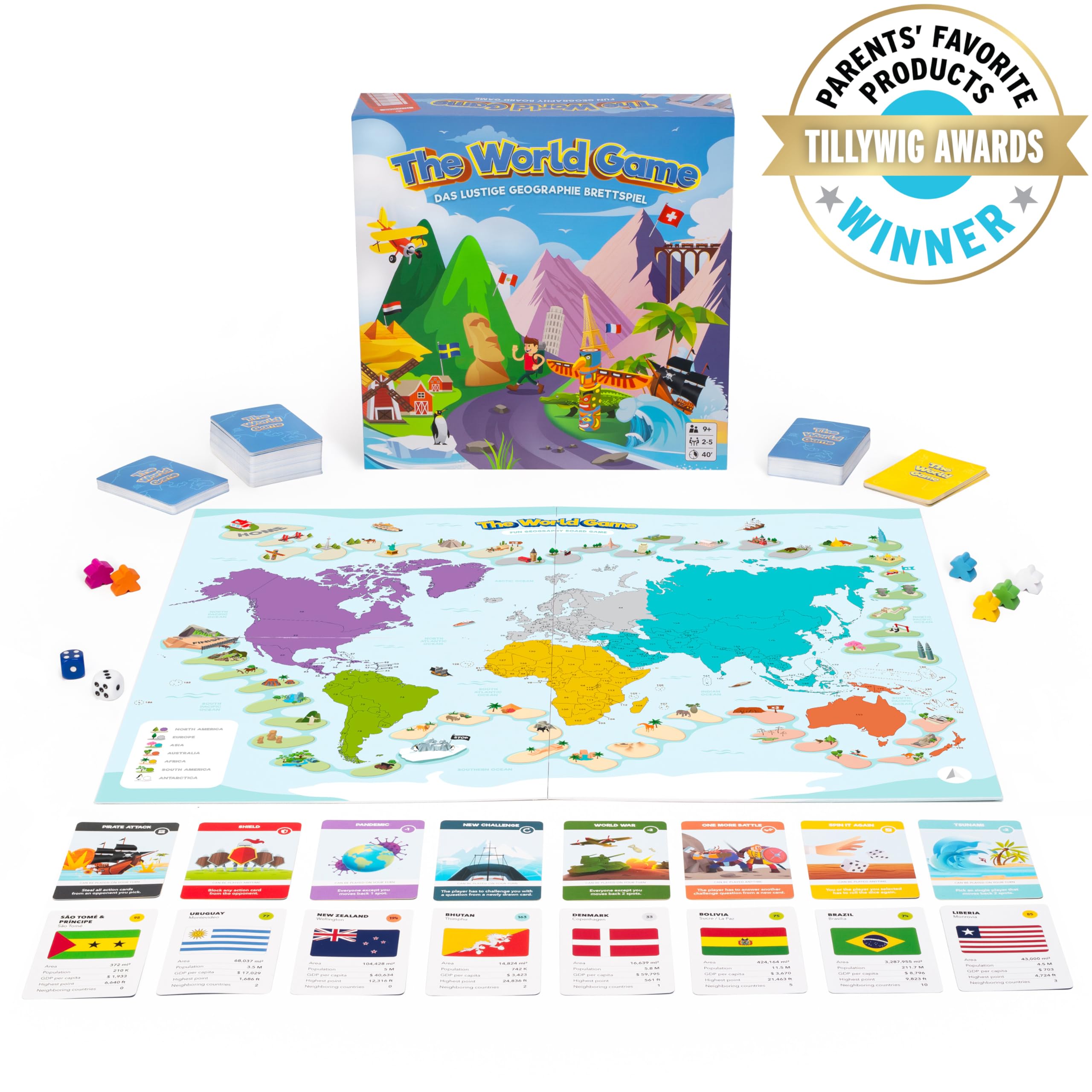 The World Game - Lustiges Geographie Brettspiel - Welt Lernspiel für Kinder & Erwachsene - Coole Geschenkidee für Jungen & Mädchen im Teenageralter - Deutsche 2