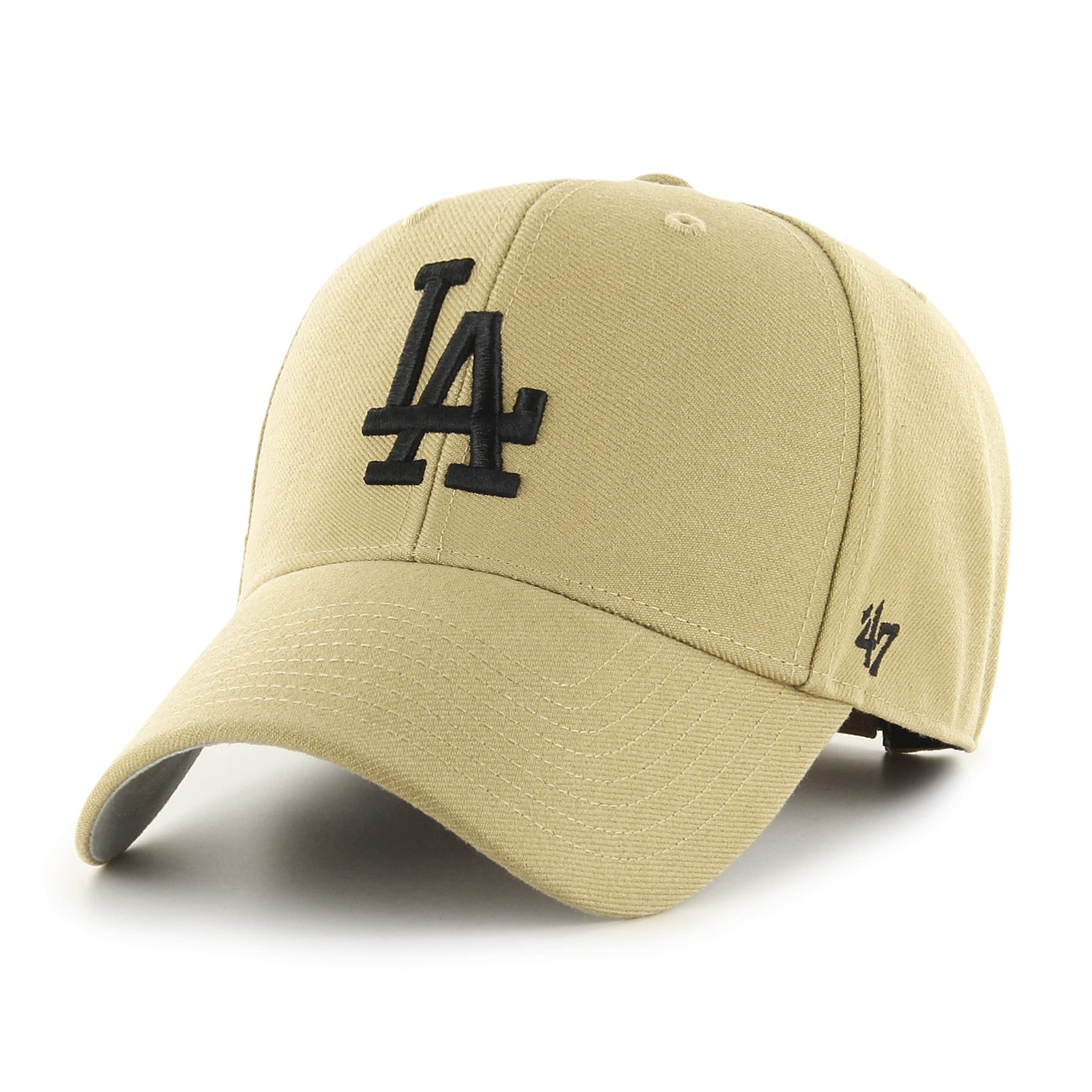 47 Los Angeles Dodgers MLB MVP Unisex Baseball Cap, Adjustable, Black Logo, Old Gold
