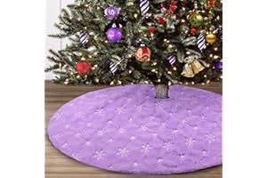 yuboo Purple Faux Fur Christmas Tree Skirt with Silver Snowflakes, 48 Inches Lavender Xmas Tree Mat for Purple Christmas Decorations&Ornaments