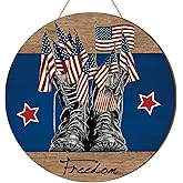 Anglechic 4th of July Hanging Door Sign 250th Anniversary Wooden Independence Day Decorations Patriotic Door Hanger American Rustic Wooden Plaque for Wall Front Porch Outdoor Farmhouse(Boot Style)