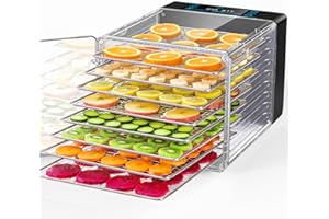 KEENSTAR Food Dehydrator Machine Detachable, 8 Stainless Steel Trays, 600W Dryer for Jerky, Herb, Meat, Veggies, Fruit, Dog Treats, LED Display, 48H Timer & 86℉-167℉ Temperature Control, Recipe Book Included