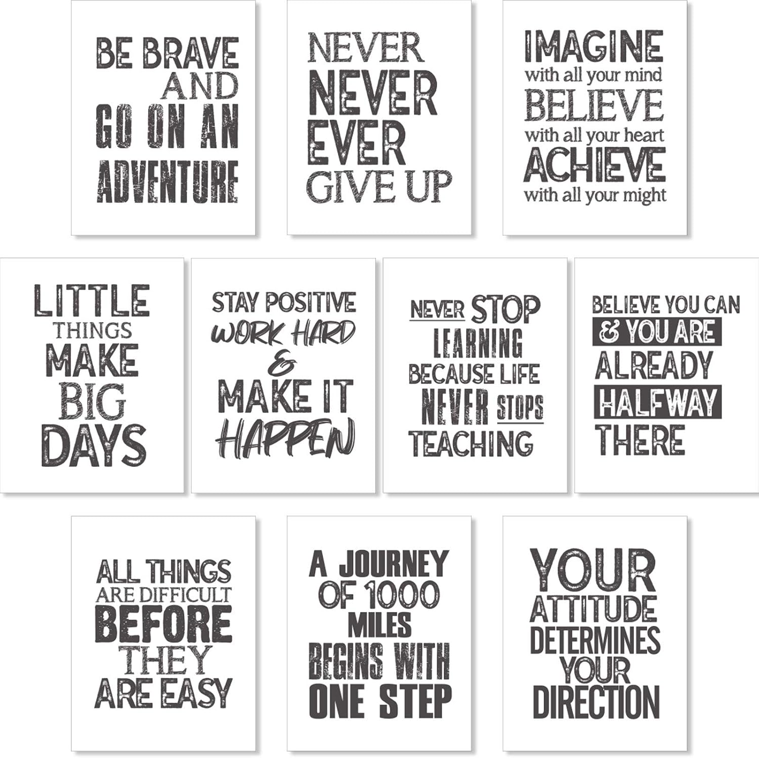 10 Pieces Inspirational Wall Posters Motivational Quote Posters ...
