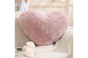 EastTree Heart Pillows, Dusty Pink Heart Shaped Pillows, Love Throw Pillows Gifts, Soft Faux Rabbit Fur Cute Pillows, Women Girls Kid Room Decor 10x13 Inch