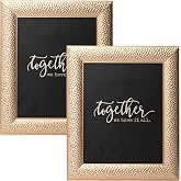 ArtbyHannah 8x10 Inch Gold Picture Frames, 2 Pack Ornate Modern Photo Frame | Golden Frames with Real Glass Cover for Tabletop Display or Wall Mount, Family Portraits, Gallery Walls, Shelves, Wedding