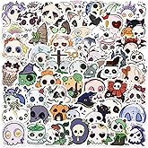 50Pcs Halloween Sugar Skull Stickers Pack, Cartoon Skeleton Sticker Dia de Los Muertos Mexican Day of Dead Decals for Laptop Water Bottle Luggage Bike Computer (Skull)