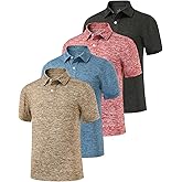 Ullnoy Boys Short Sleeve Polo Shirt Moisture Wicking Golf Shirt Kids School Camp Uniform Shirts Boys 4 Pack