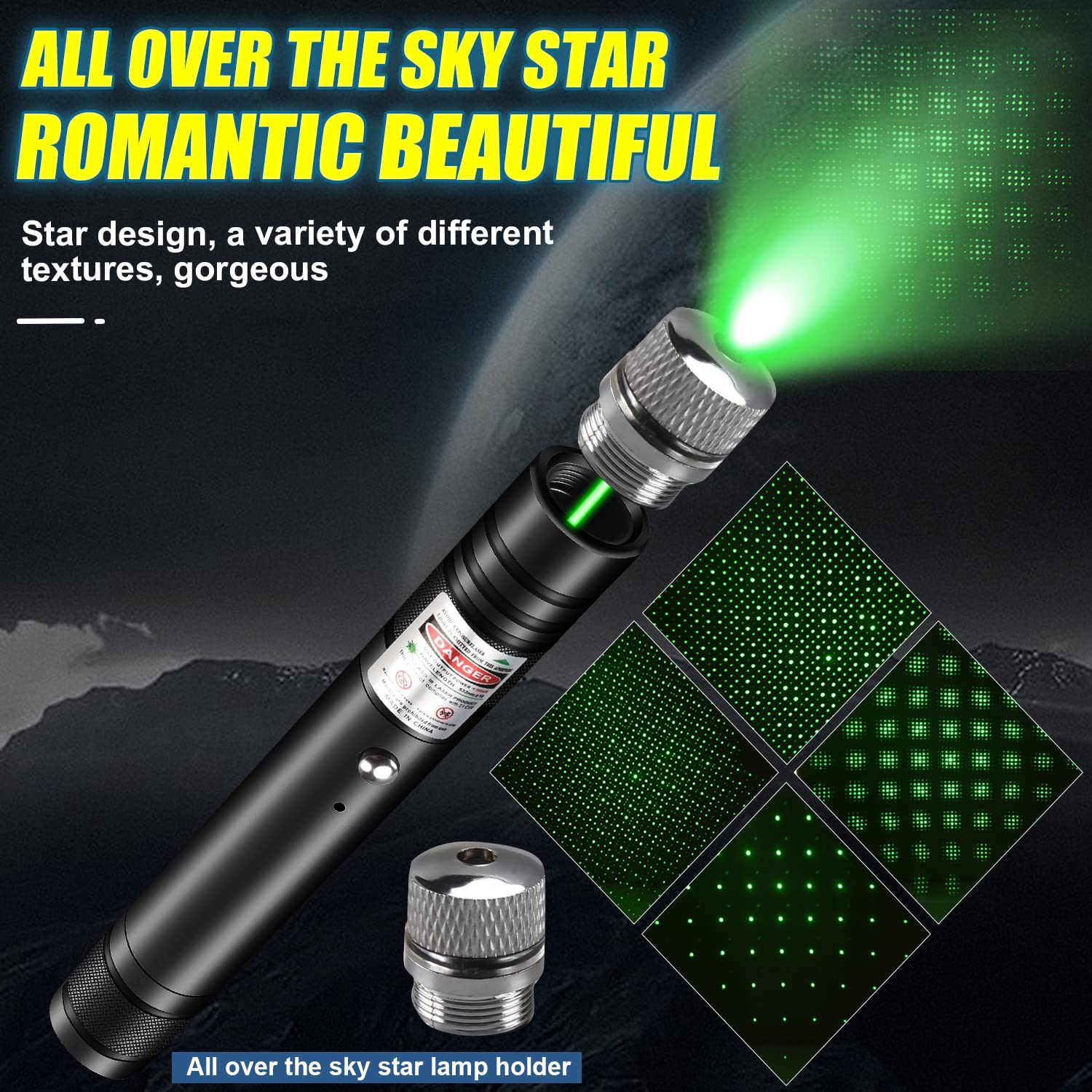 Long Range Laser Pointer 10000 Feet Visible Beam,USB Rechargeable Green Laser Pointer High Power for Presentations