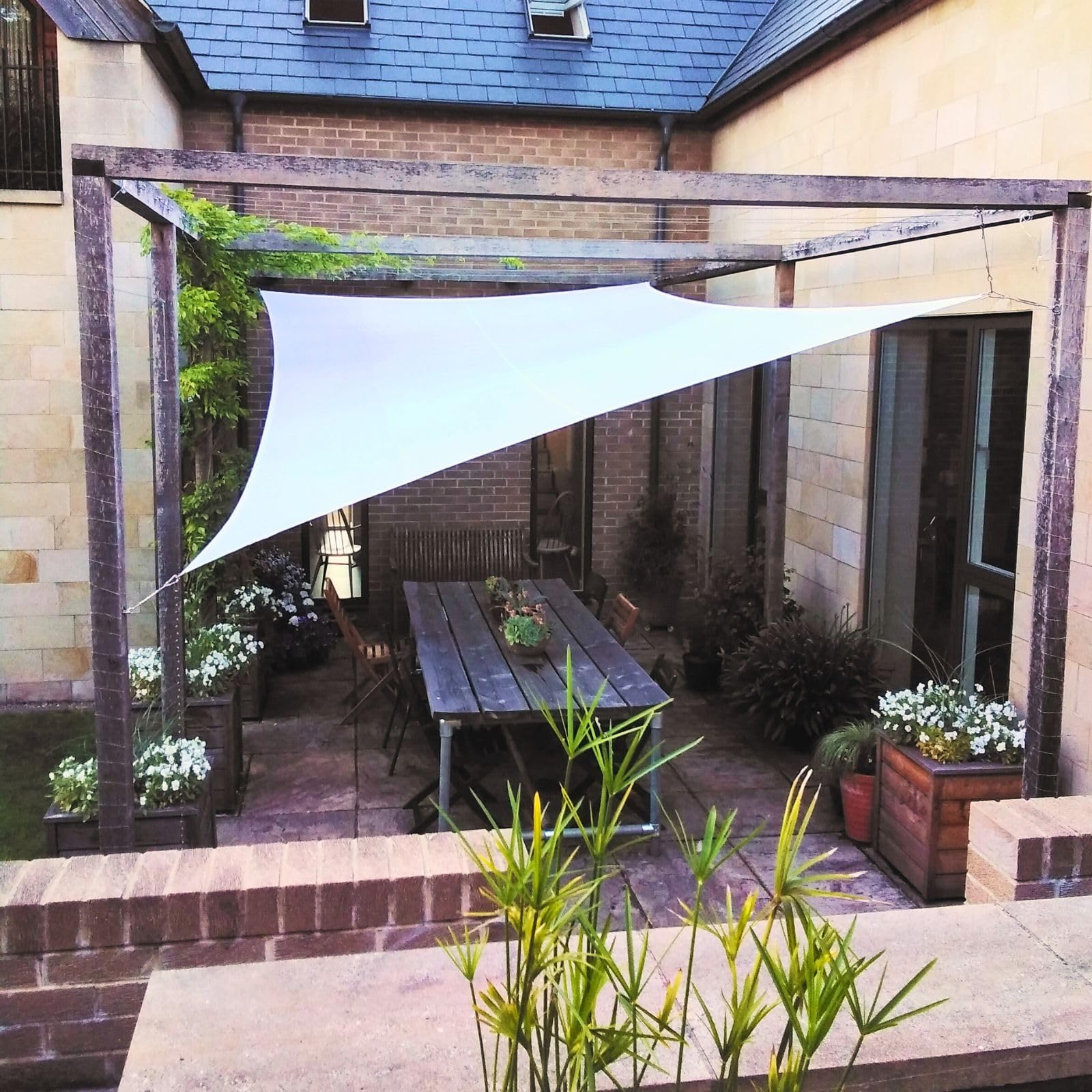 Clara Shade Sails - White Rectangle 3x5m Sun Shade Sail, Conservatory Sail Shades, Pergola Canopy, Garden Sail Canopy Waterproof, Patio Gazebo, Tent, Outdoor Sun Sail Shade, Garden Awning