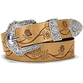 Alphyly Neries Vintage Country Western Cowgirl Belt for Women | Western cowboy cowgirl-style adjustable brown country belt for jeans pants and dresses, 1.4" wide