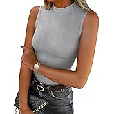 Zeagoo Womens Sleeveless Mock Turtleneck Tank Tops Slim Fit Stretch Ribbed Tops Casual Basic Layering Shirts 2026