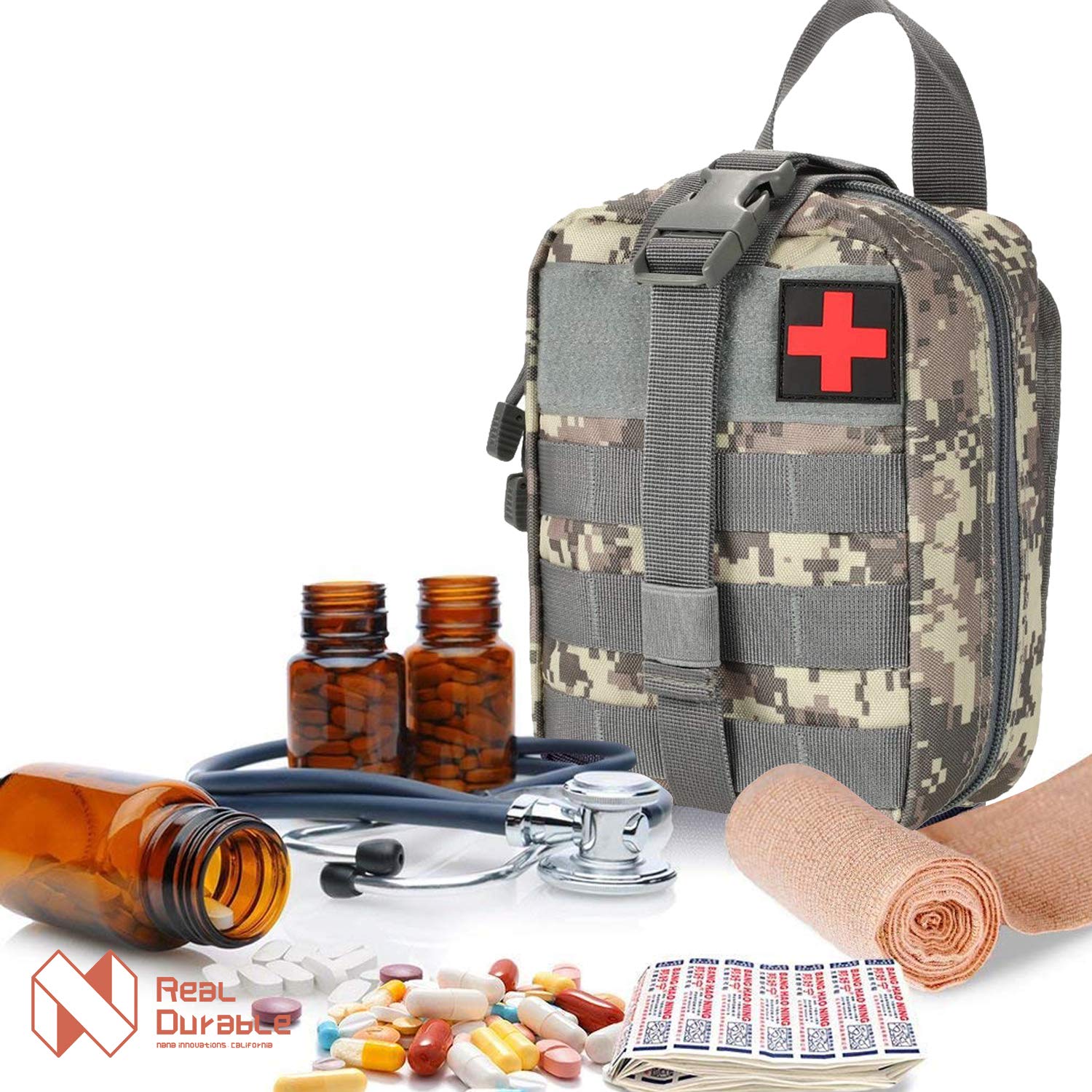 Nana Innovations Medical First Aid Kit Pouch Tactical Medical Bag Molle EMT Outdoor Emergency Survival Pouch (ACU)