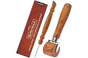 Savina Seam Roller & Stiletto for Sewing/Quilting - Wooden Pressing Roller, Easy to Grip Handle - Wooden Sewing Quilting Tools Set
