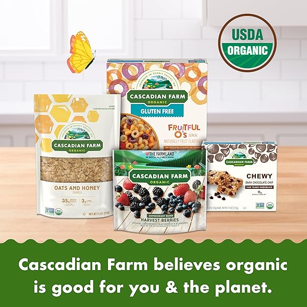 CASCADIAN FARM ORGANIC PURELY O’S CEREAL, MADE WITH OATS AND BARLEY, VEGAN, 8.6 OZ