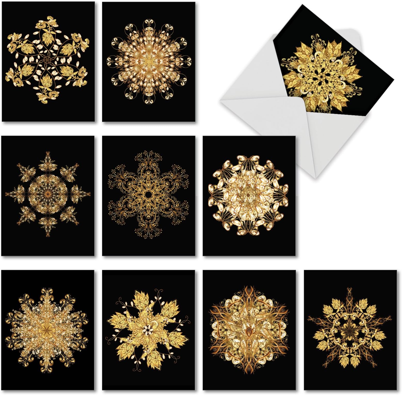 The Best Card Company10 Blank Note Cards Assortment (4 x 5.12 Inch) - Zen Patterns and Symbols, Bulk Boxed Set - Magnificent Mandalas AM6326OCB-B1x10