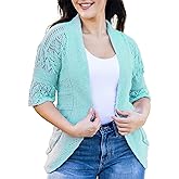 Loxdonz Women's Short Sleeve Crochet Knitted Bolero Shrug Cardigan Cropped Sweater