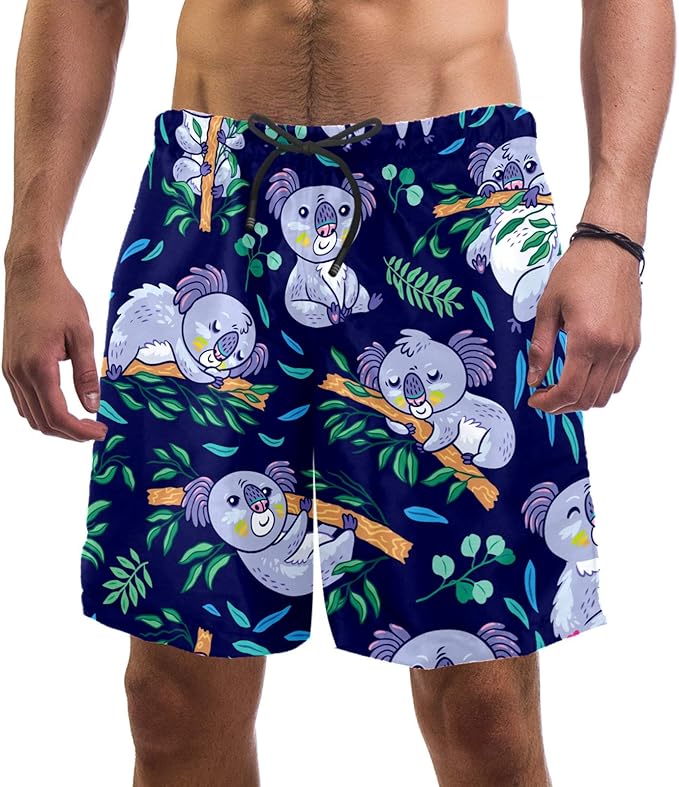 nakw88 Cute Cartoon Koala Swim Shorts for Men Swim Trunks Men’s Bathing