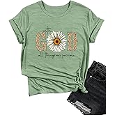 Christian Shirts for Women Faith Religious Sayings T Shirt Vintage Bible Verse Inspirational Short Sleeve Tee Tops