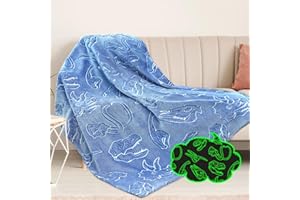 DESKSA Dinosaur Blanket for Boys Glow in The Dark Blanket Kids Birthday Gifts Toys Dino Blanket Cozy Soft Plush Fleece Throw Blankets for Girls