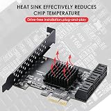 MZHOU PCIe SATA Expansion Card 6 Ports ASM1166 6Gbps Low Profile view 3