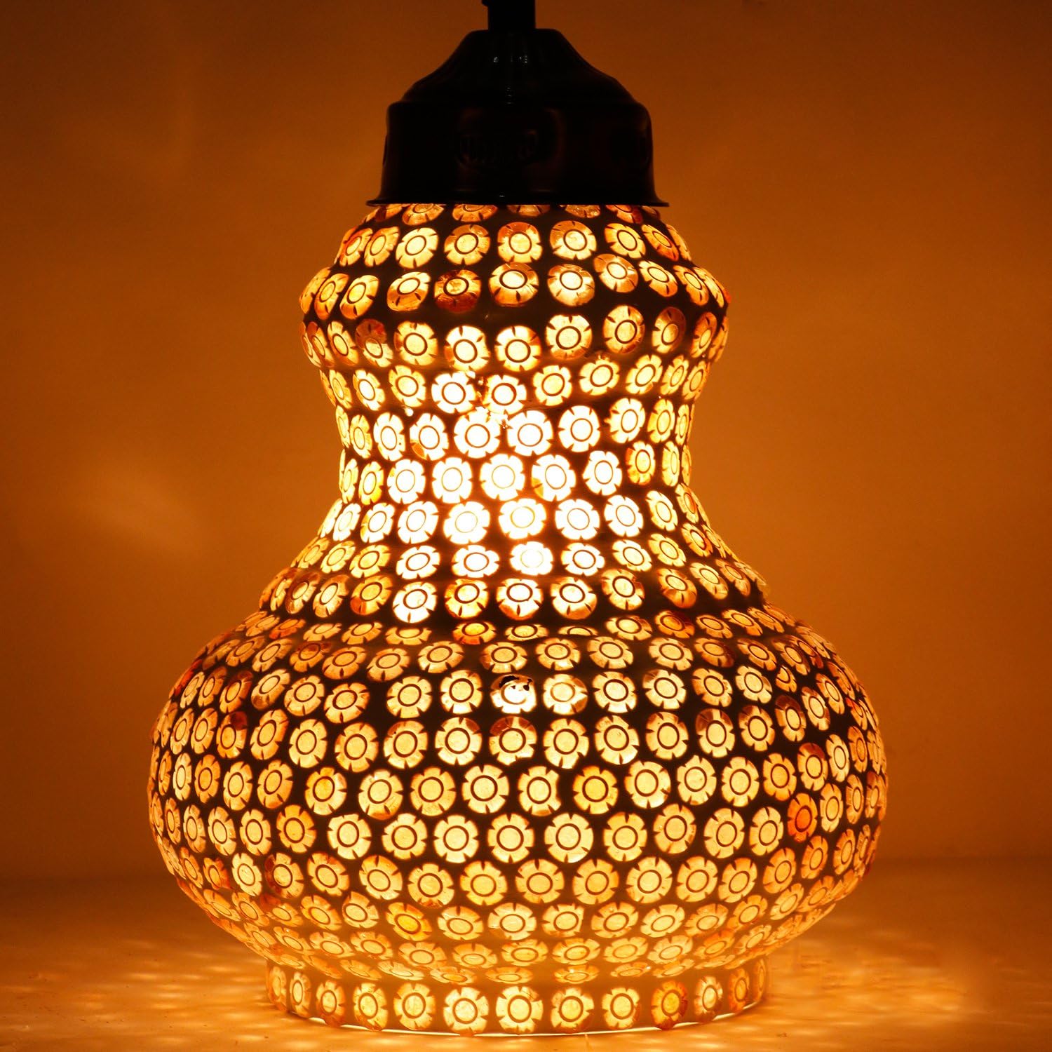 EarthenMetal Handcrafted Glass Decorated Surahi Shaped Hanging Light (Multicolour)