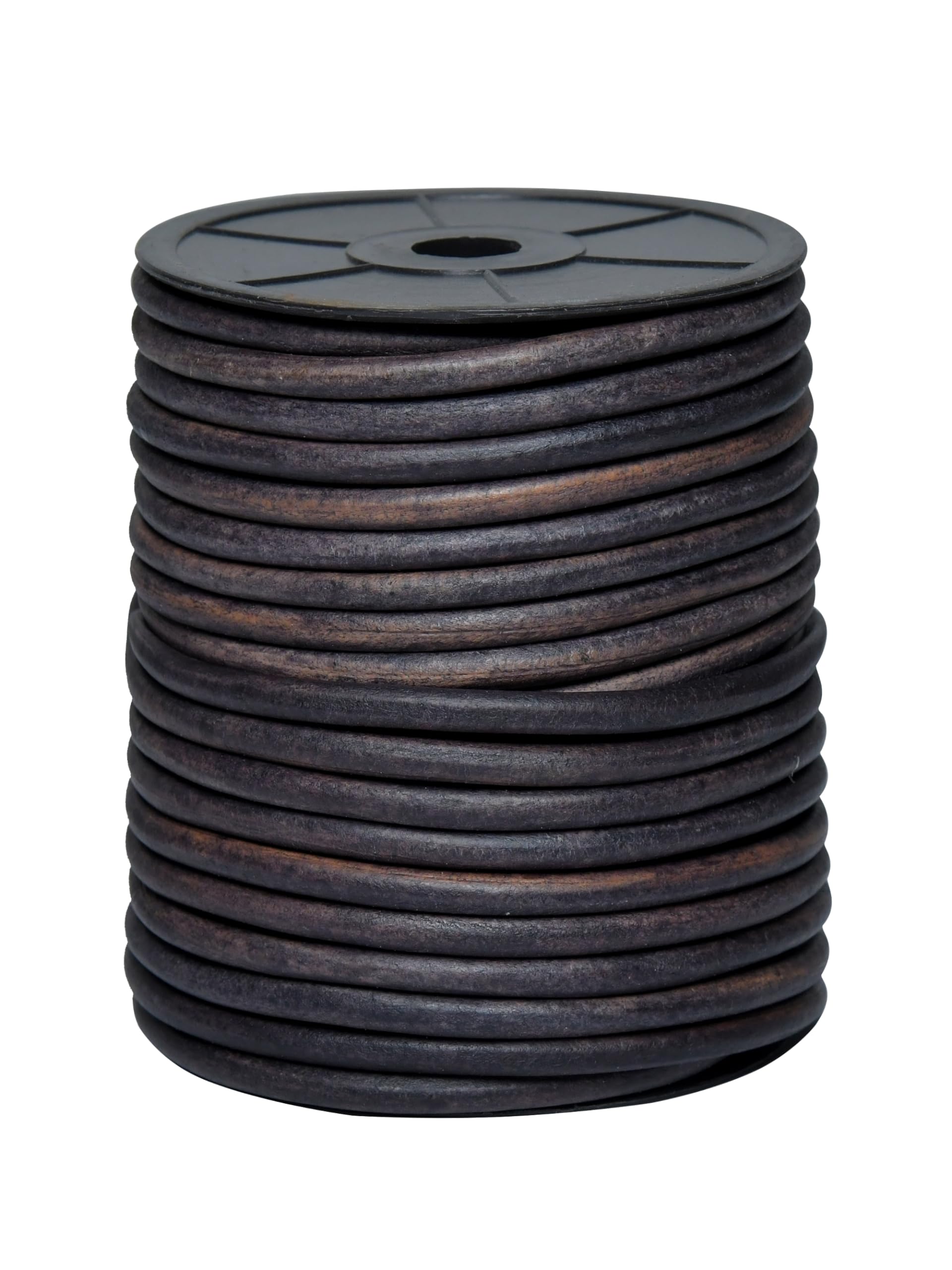 Cords Essentials Round Leather String Cord 6mm Distressed Gray 5.5 Yards