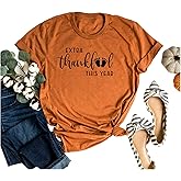 Extra Thankful This Year T-Shirt Women Thanksgiving Pregnancy Announcement Shirt Cute Baby Feet Fall Maternity Tops