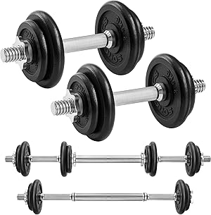 SONGMICS 2-in-1-Hanteln, 2er Set, Hantelset aus Gusseisen, verstellbar, Kurzhantelset mit Verbindungsrohr, Workout, Gewichtheben für Zuhause, Fitnessstudio