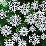 36pcs Christmas Silver Snowflake Ornaments Plastic
