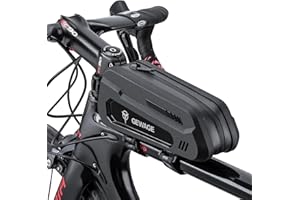 GEWAGE Bike Bag Bicycle Front Frame Bag Bike Phone Holder Bike Phone Bag Top Tube Bag Handlebar Bags Bike Accessories for Mountain Road Bike, Black