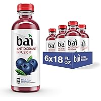 Bai Flavored Water, Brasilia Blueberry, Antioxidant Infused Drinks, 18 Fluid Ounce Bottles, 6 Count
