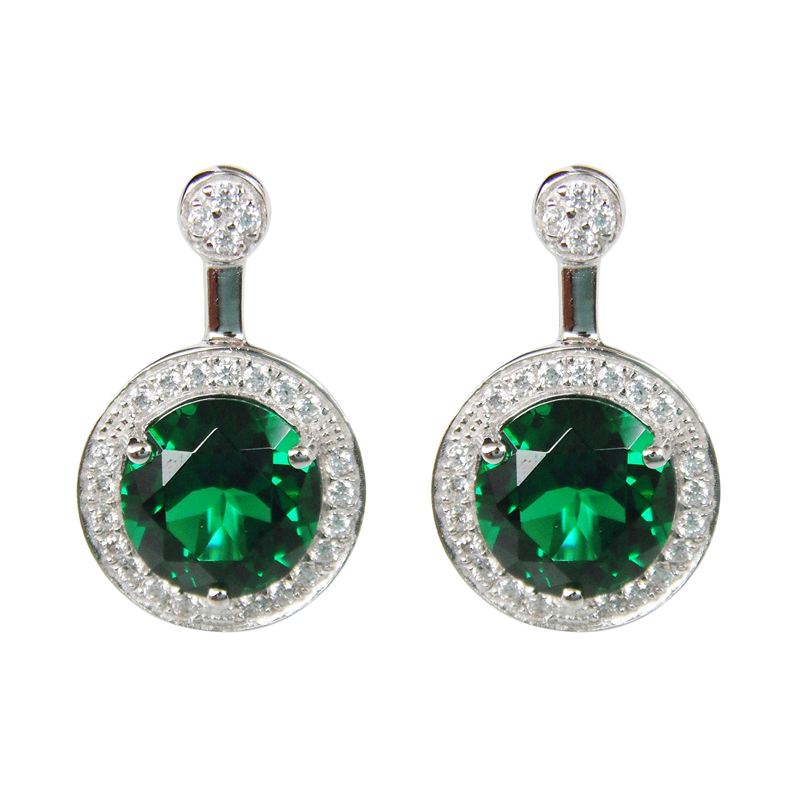 Navachi 925 Sterling Silver 18k White Gold Plated 9.0ct Round Ruby Az9737e Stud Earrings